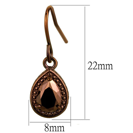 3W1114 - IP Coffee light Brass Earrings with AAA Grade CZ in Light Coffee