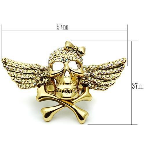 3W005 - Gold White Metal Ring with Top Grade Crystal in Aurora Borealis (Rainbow Effect)