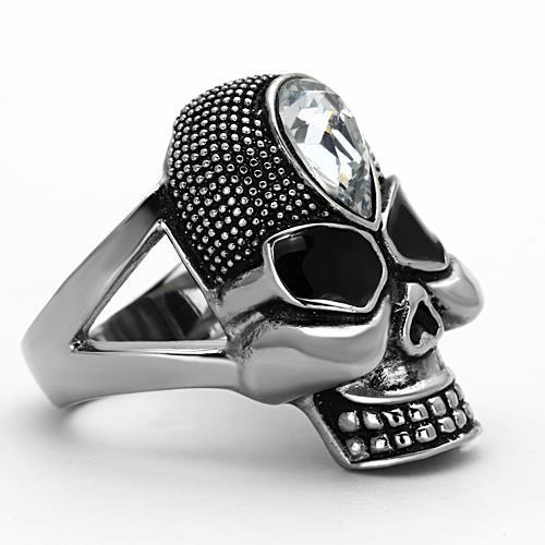 TK1313 - High polished (no plating) Stainless Steel Ring with Top Grade Crystal in Clear