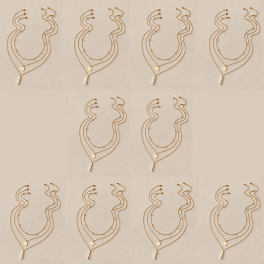 10 sets Gold Tone Chain Multi layer Choker Pendant Bib Necklace Party Jewellery